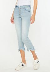 KanCan&trade; High Rise Button Fly Straight Cropped Jean, , small