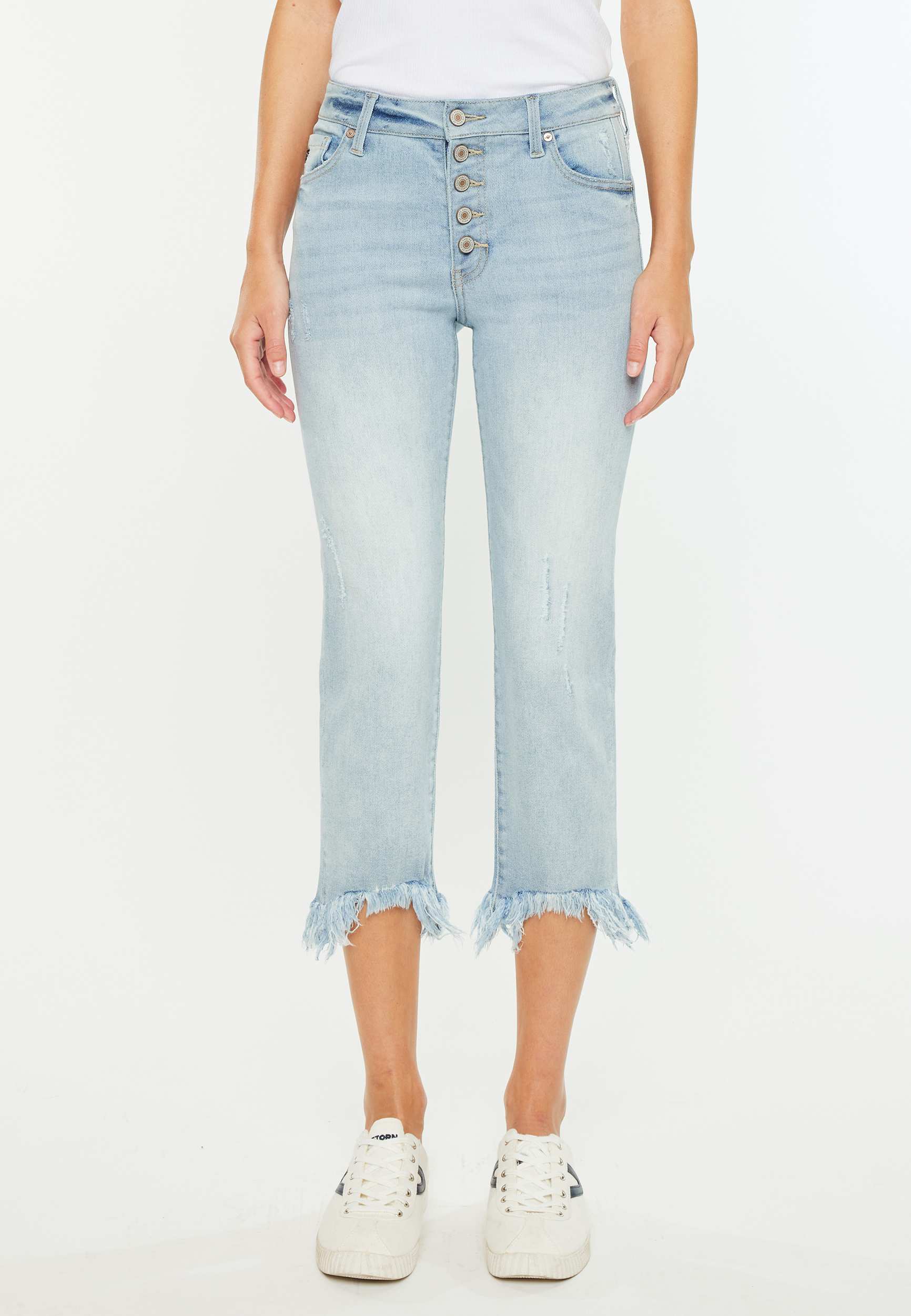 KanCan&trade; High Rise Button Fly Straight Cropped Jean, , large