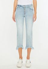 KanCan&trade; High Rise Button Fly Straight Cropped Jean, , small