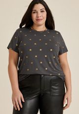 Plus Size 24/7 Kennedy Star Crew Neck Tee, C1756, small