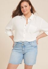 Plus Size KanCan&trade; High Rise Stacked Waist Double Button 8in Bermuda Short, , small