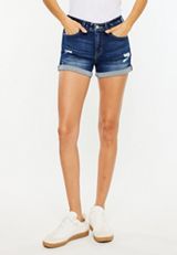 KanCan&trade; Dark Mid Rise Rolled Hem 3.5in Short, , small