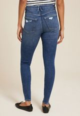 edgely&trade; Dark High Rise Ripped Cheeky Super Skinny Jean, C258, small