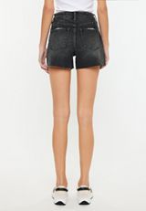 KanCan&trade; Black Super High Rise Frayed Hem 4.5in Boyfriend Short, , small