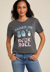 Raised On 80s Rock And Roll Relaxed Fit Graphic Tee, , small