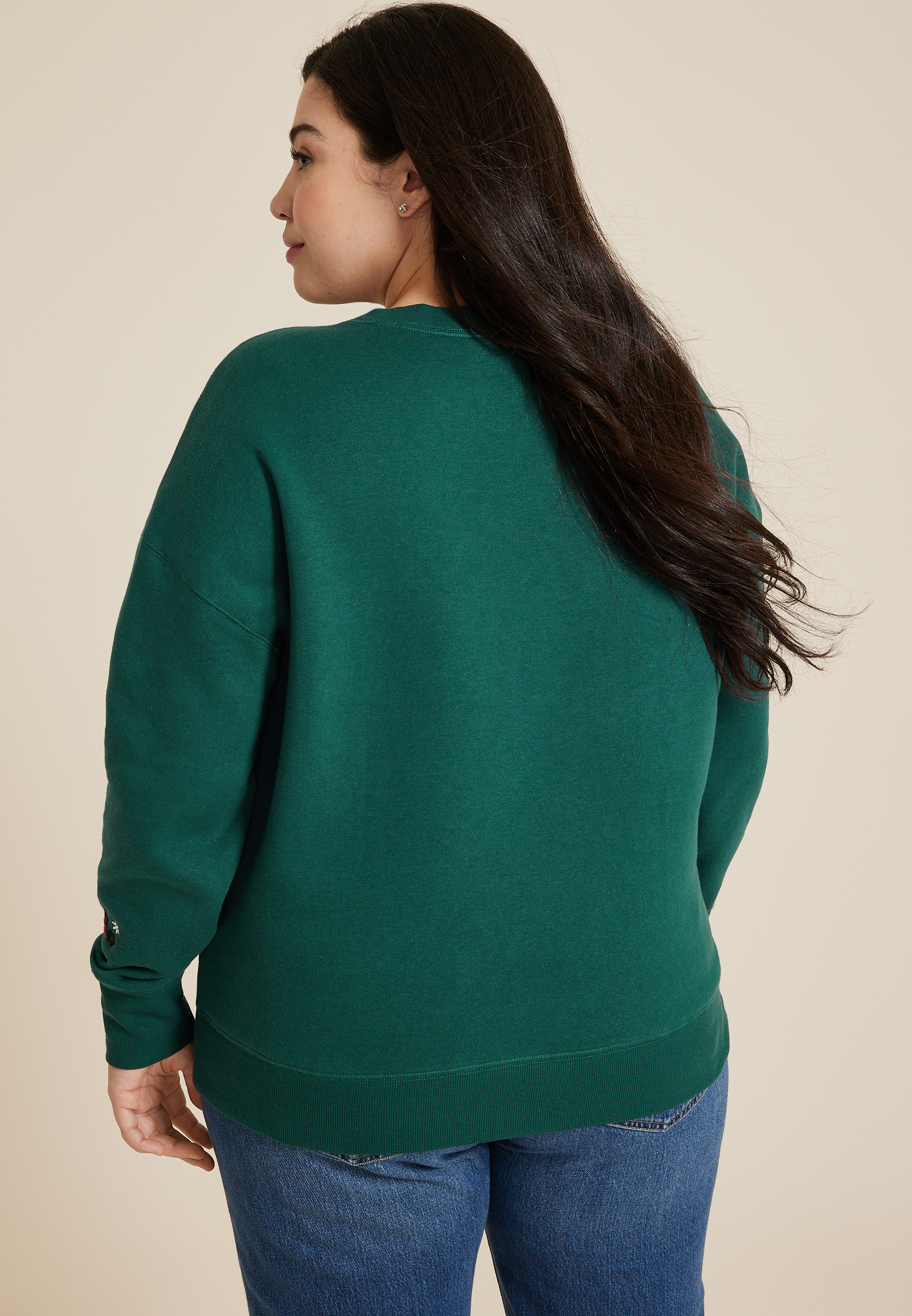 Plus Size Holiday Embroidered Relaxed Fit Sweatshirt, C3895, large