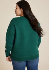 Plus Size Holiday Embroidered Relaxed Fit Sweatshirt, C3895, small