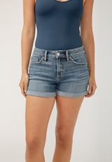 Silver Jeans Co.&reg; Suki Curvy Mid Rise Luxe Stretch Rolled Hem 4in Short, , small