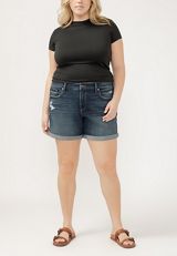 Plus Size Silver Jeans Co.&reg; Mid Rise Luxe Stretch Rolled Hem 6in Boyfriend Short, , small