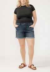 Plus Size Silver Jeans Co.&reg; Mid Rise Luxe Stretch Rolled Hem 6in Boyfriend Short, , small