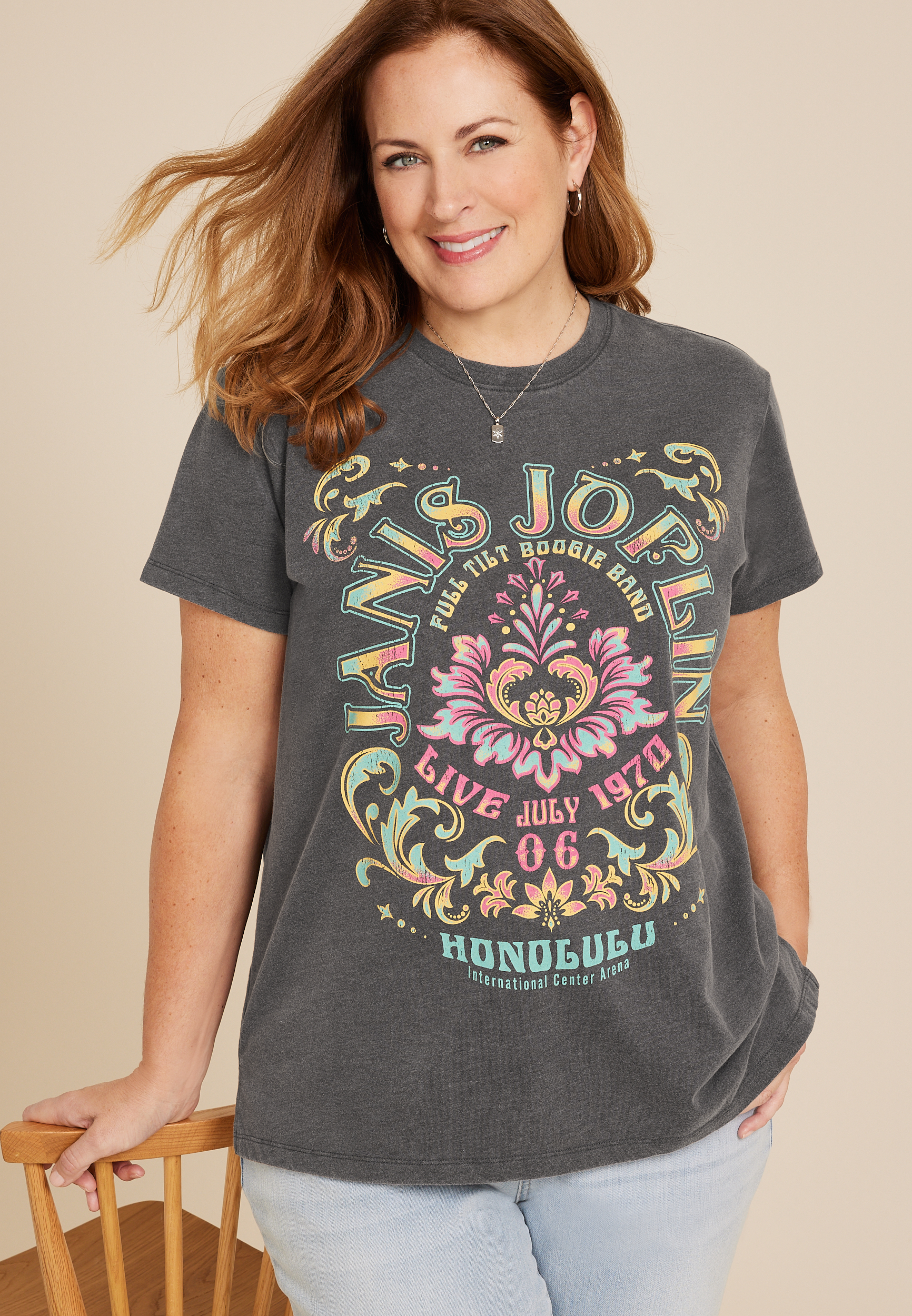 Plus Size Janis Joplin Relaxed Fit Graphic Tee