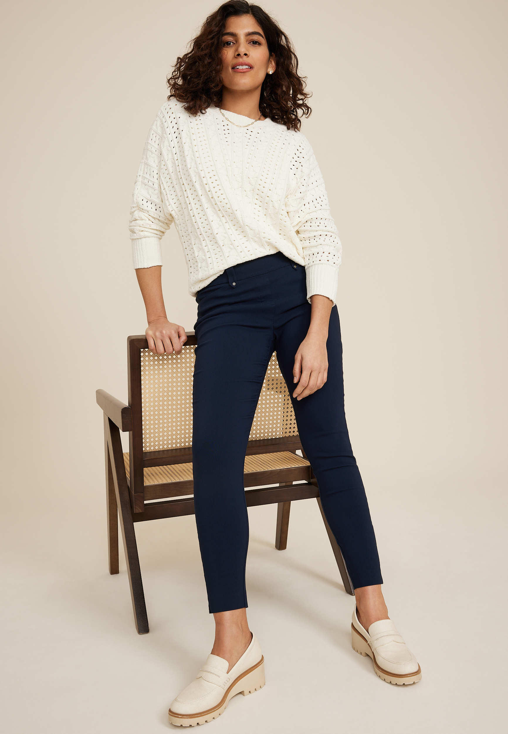 Bengaline Mid Rise Skinny Pant, , large