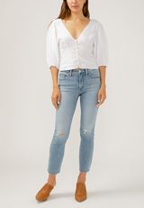 Silver Jeans Co.&reg;Most Wanted Mid Rise Raw Hem Ankle Straight Jean, , small
