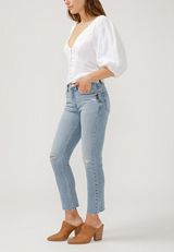 Silver Jeans Co.&reg;Most Wanted Mid Rise Raw Hem Ankle Straight Jean, , small