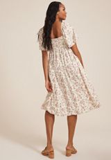 Floral Pleated Bodice Midi Dress, C3986, small