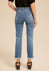 Flying Monkey&trade; Mid Rise Frayed Hem Slim Straight Ankle Jean, MEDIUM SANDBLAST, small