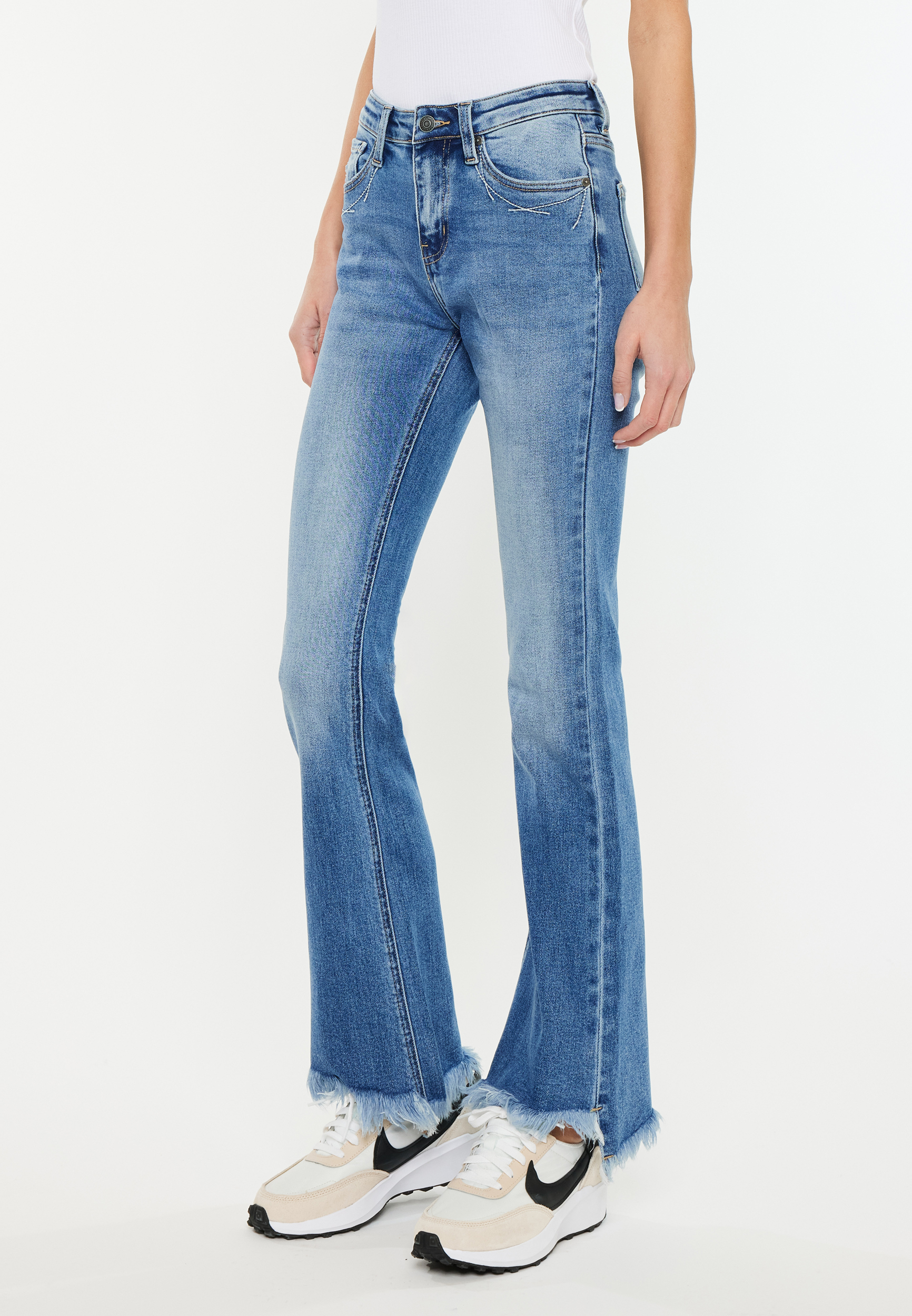 KanCan&trade; Mid Rise Frayed Hem Bootcut Jean, C3337, large