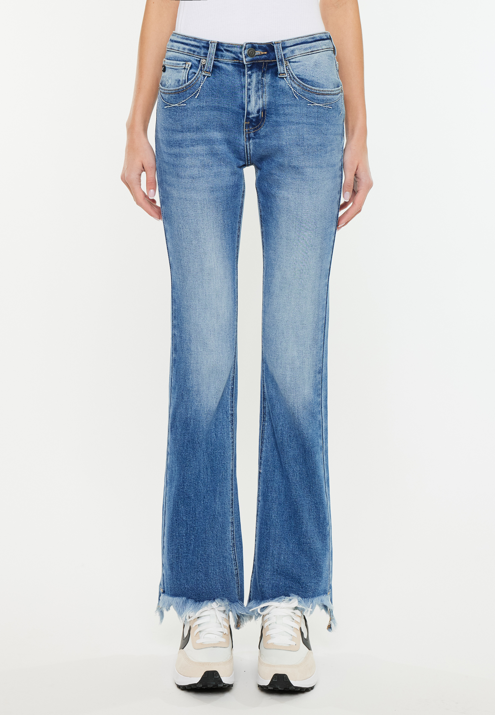KanCan&trade; Mid Rise Frayed Hem Bootcut Jean, C3337, large
