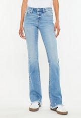 KanCan&trade; Mid Rise Frayed Hem Bootcut Jean, , small