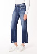 KanCan&trade; Mid Rise Frayed Hem Wide Leg Jean, , small