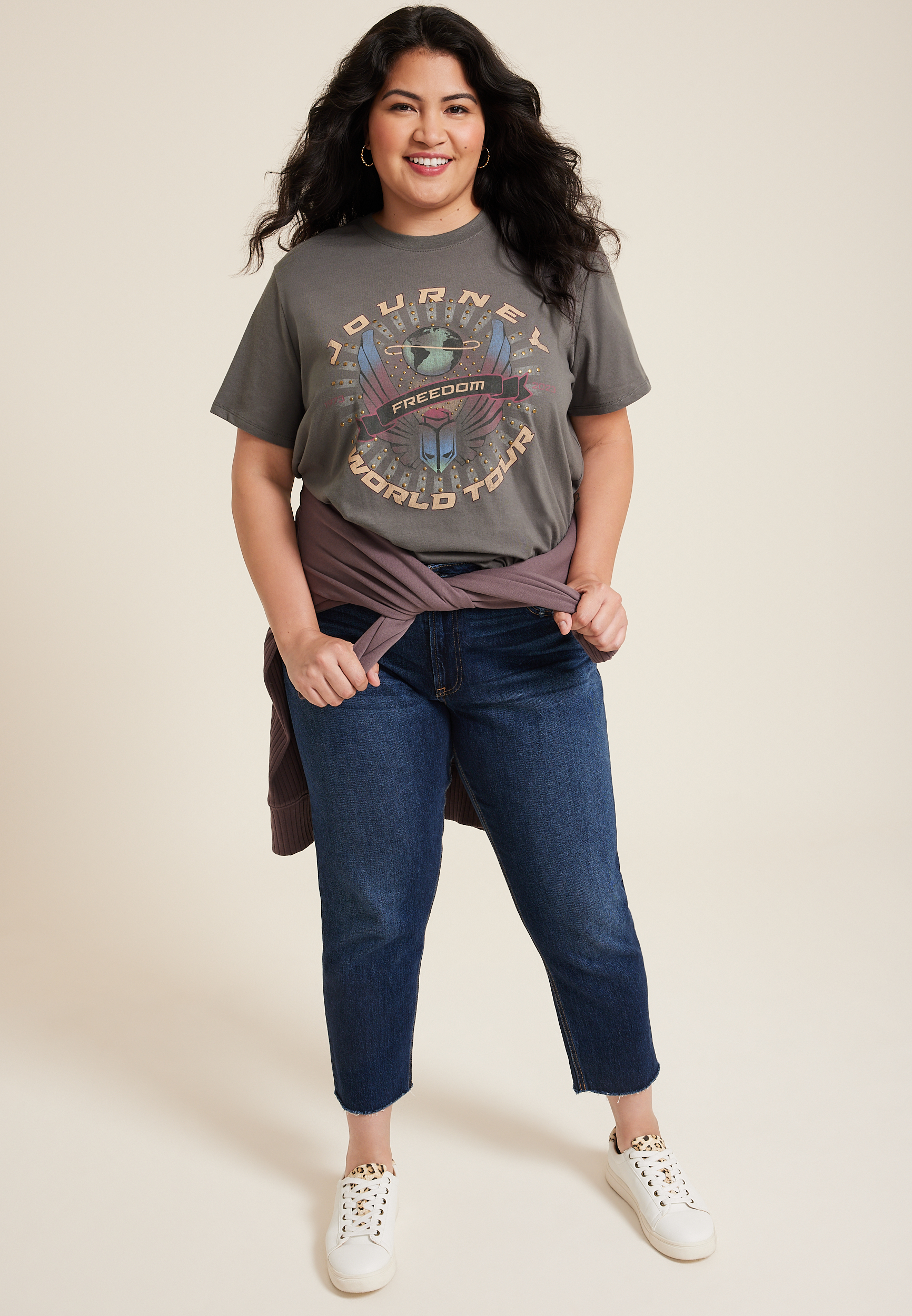 Plus Size Journey Freedom World Tour Oversized Fit Graphic Tee, C9501, large