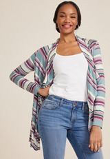 Striped Long Sleeve Cardigan, C1524, small