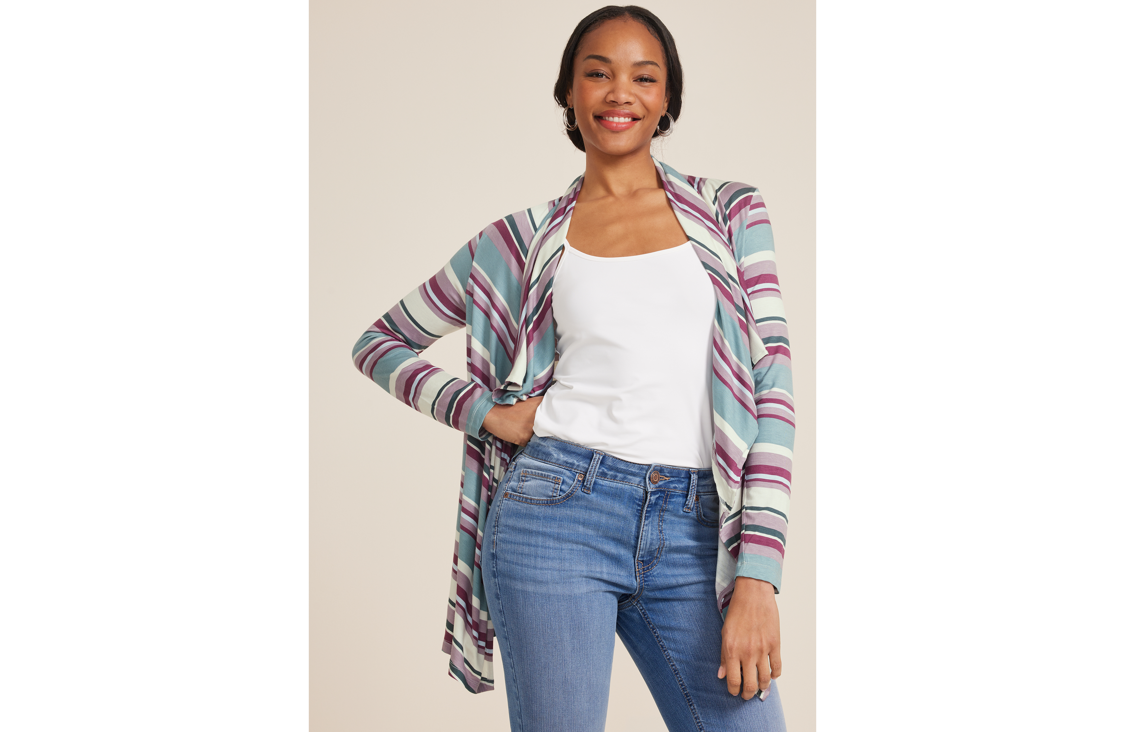 Striped Long Sleeve Cardigan