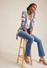 Striped Long Sleeve Cardigan, C1524, small