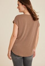24/7 Clara Short Sleeve Wavy Ribbed Tee, C9866, small
