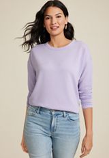24/7 Clara Long Sleeve Wavy Ribbed Tee, C892, small