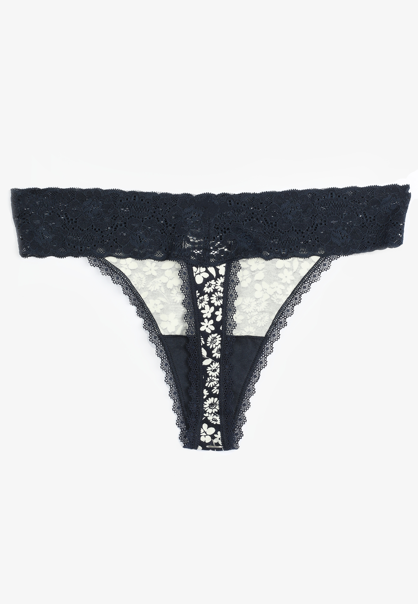 Simply Comfy Cotton Floral Thong Panty, C1772, large