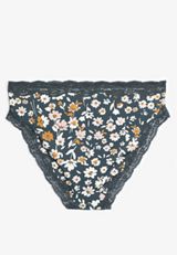 True Stretch High Waist Jersey Floral Bikini Panty, C3123, small
