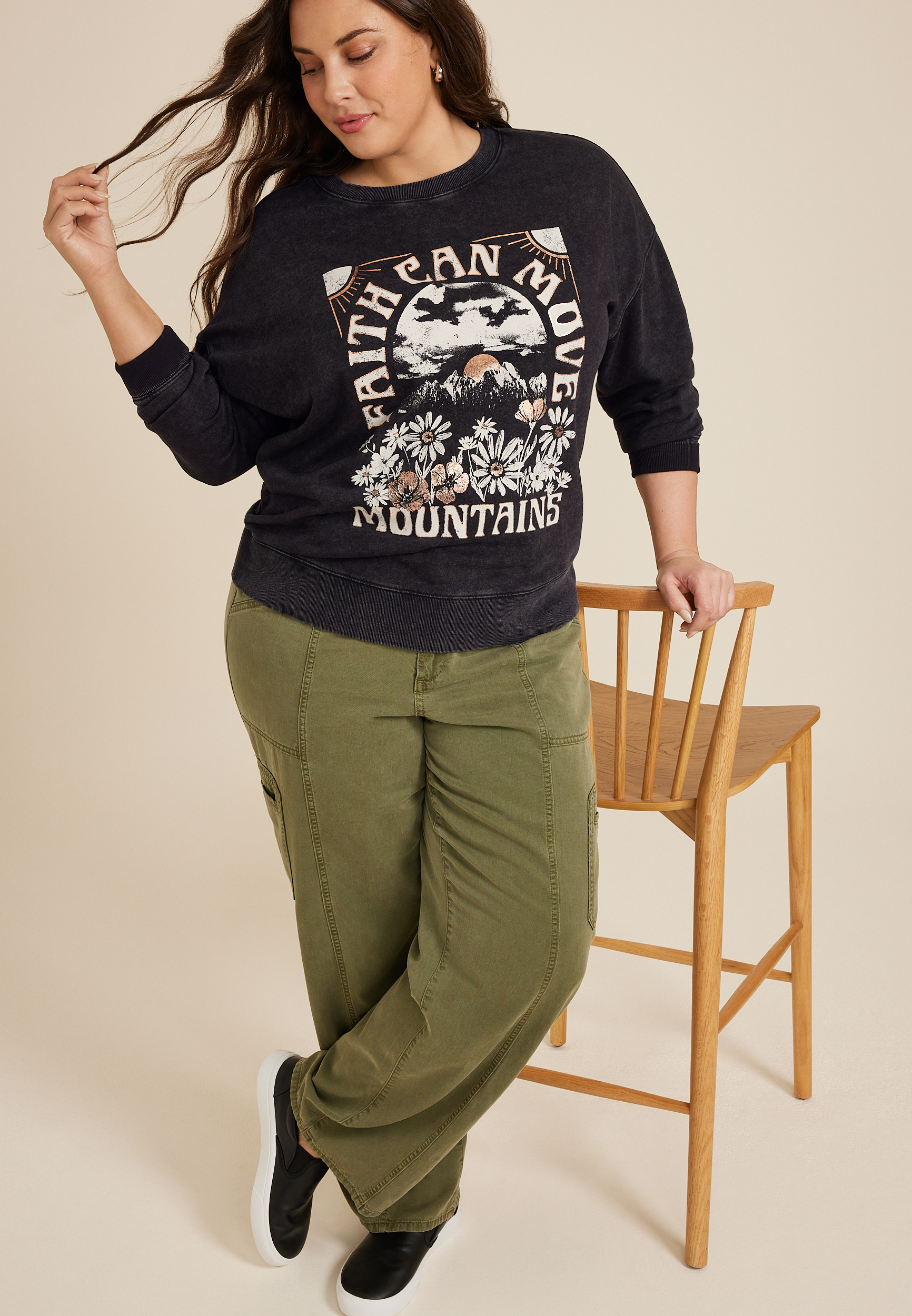Plus Size Faith Can Move Mountains Relaxed Fit Sweatshirt, C106, large