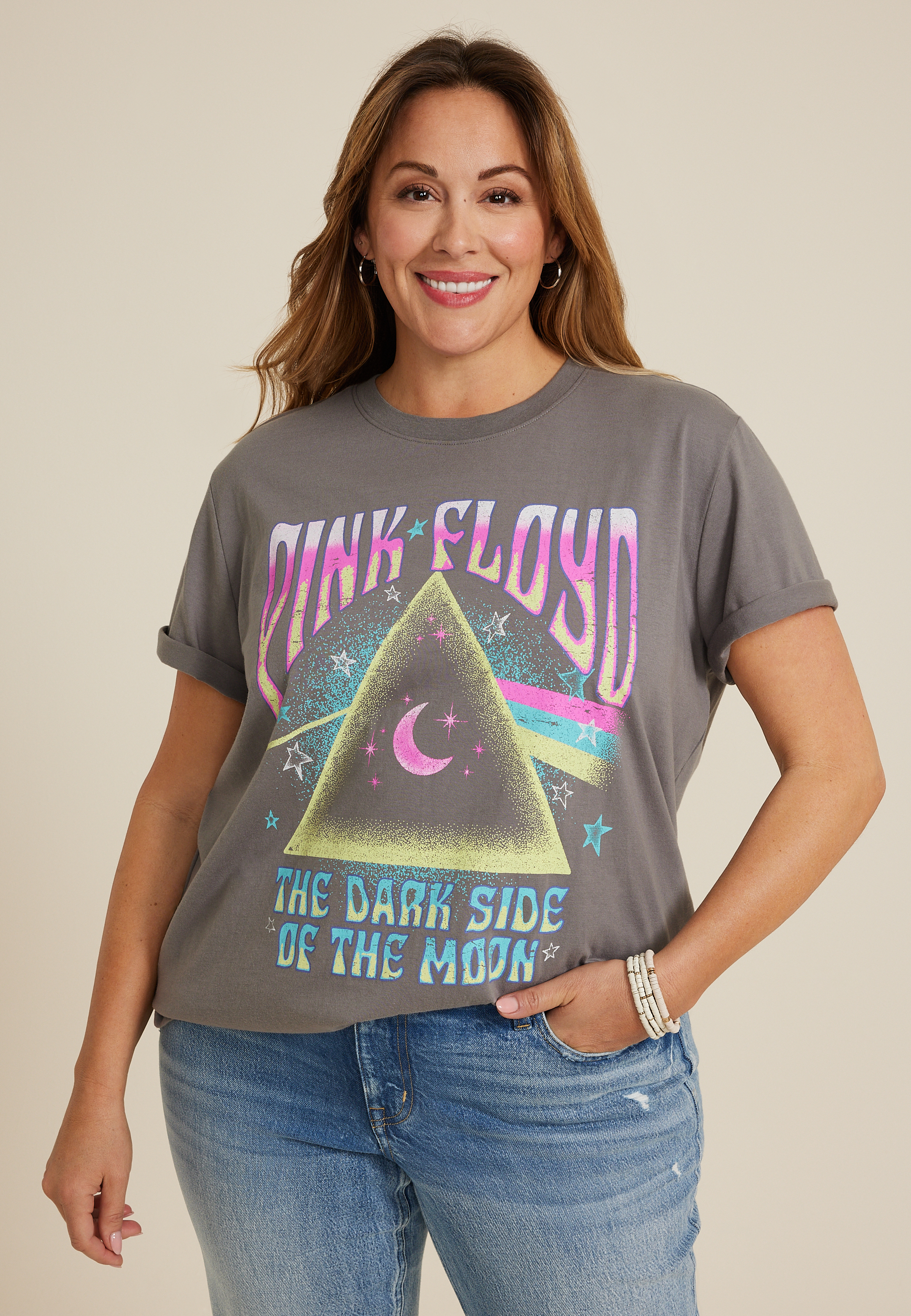 Plus Size Pink Floyd Oversized Fit Graphic Tee