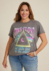 Plus Size Pink Floyd Oversized Fit Graphic Tee, CHARCOAL, small