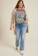 Plus Size Pink Floyd Oversized Fit Graphic Tee, CHARCOAL, small