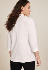 Textured Knit Blazer, WHITE, small