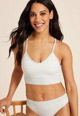 True Stretch Seamless Simple Strap Striped Bralette, , small