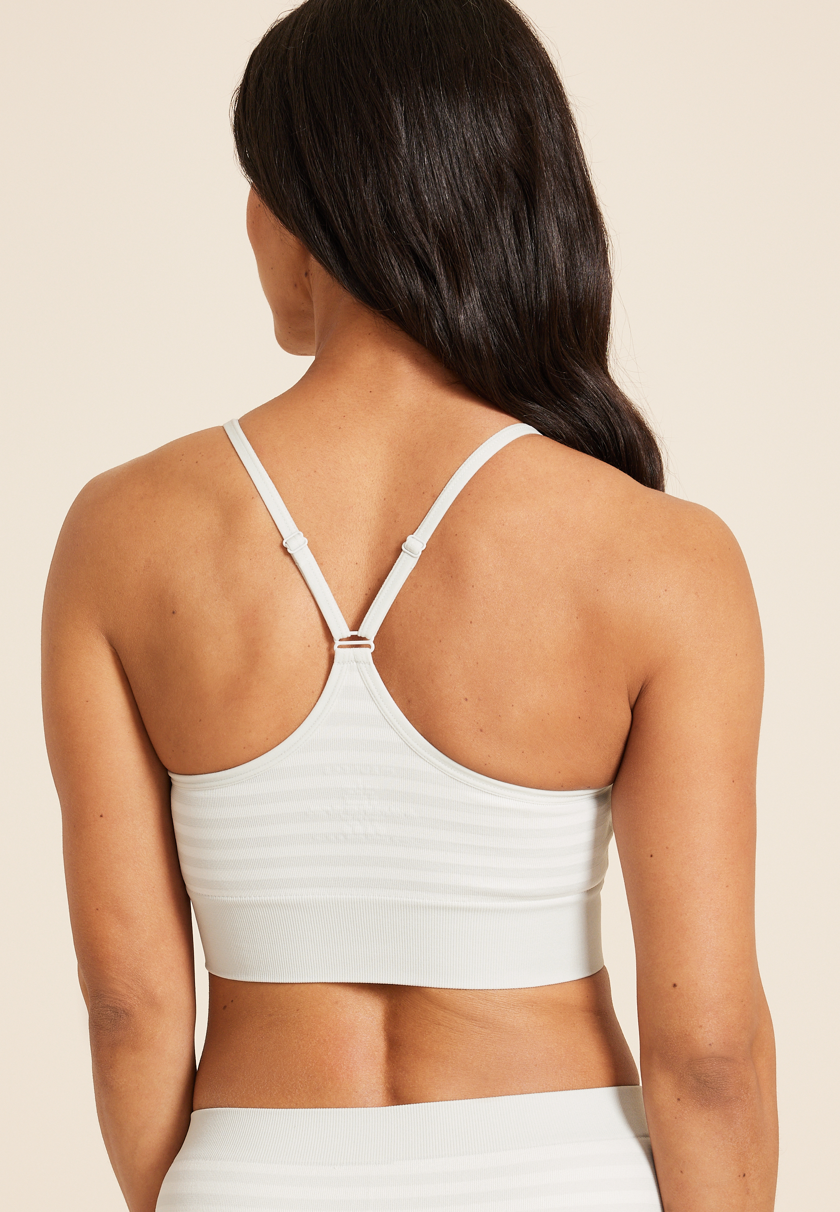 True Stretch Seamless Simple Strap Striped Bralette, , large