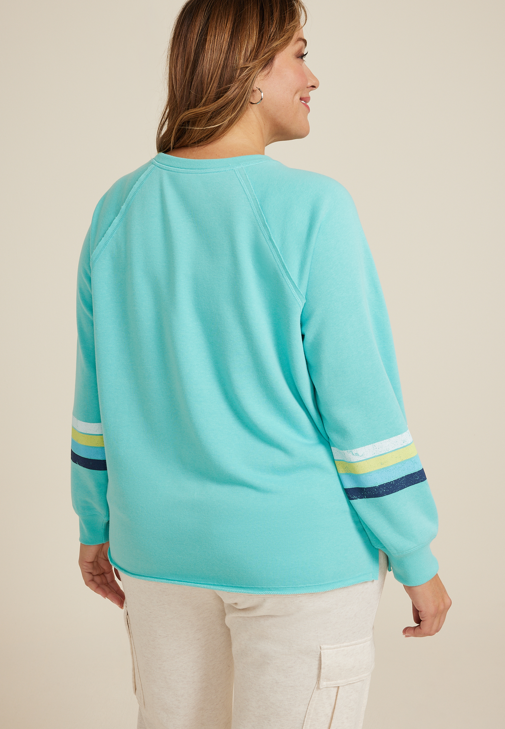 Plus Size Embroidered Scenic Relaxed Fit Sweatshirt, C4820, large