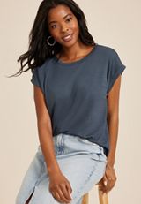 24/7 Clara Textured Short Sleeve Tee, C1505, small