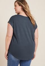 Plus Size 24/7 Clara Textured Short Sleeve Tee, BLUE GEMSTONE, small