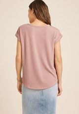 24/7 Clara Wavy Ribbed Short Sleeve Tee, RATTAN TAUPE, small