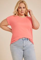 Plus Size 24/7 Clara Wavy Ribbed Short Sleeve Tee, C2011, small