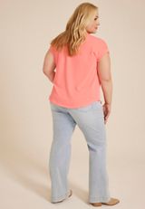 Plus Size 24/7 Clara Wavy Ribbed Short Sleeve Tee, C2011, small
