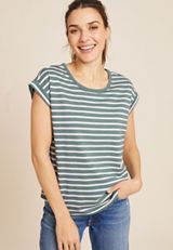 24/7 Clara Striped Short Sleeve Tee, C9402, small