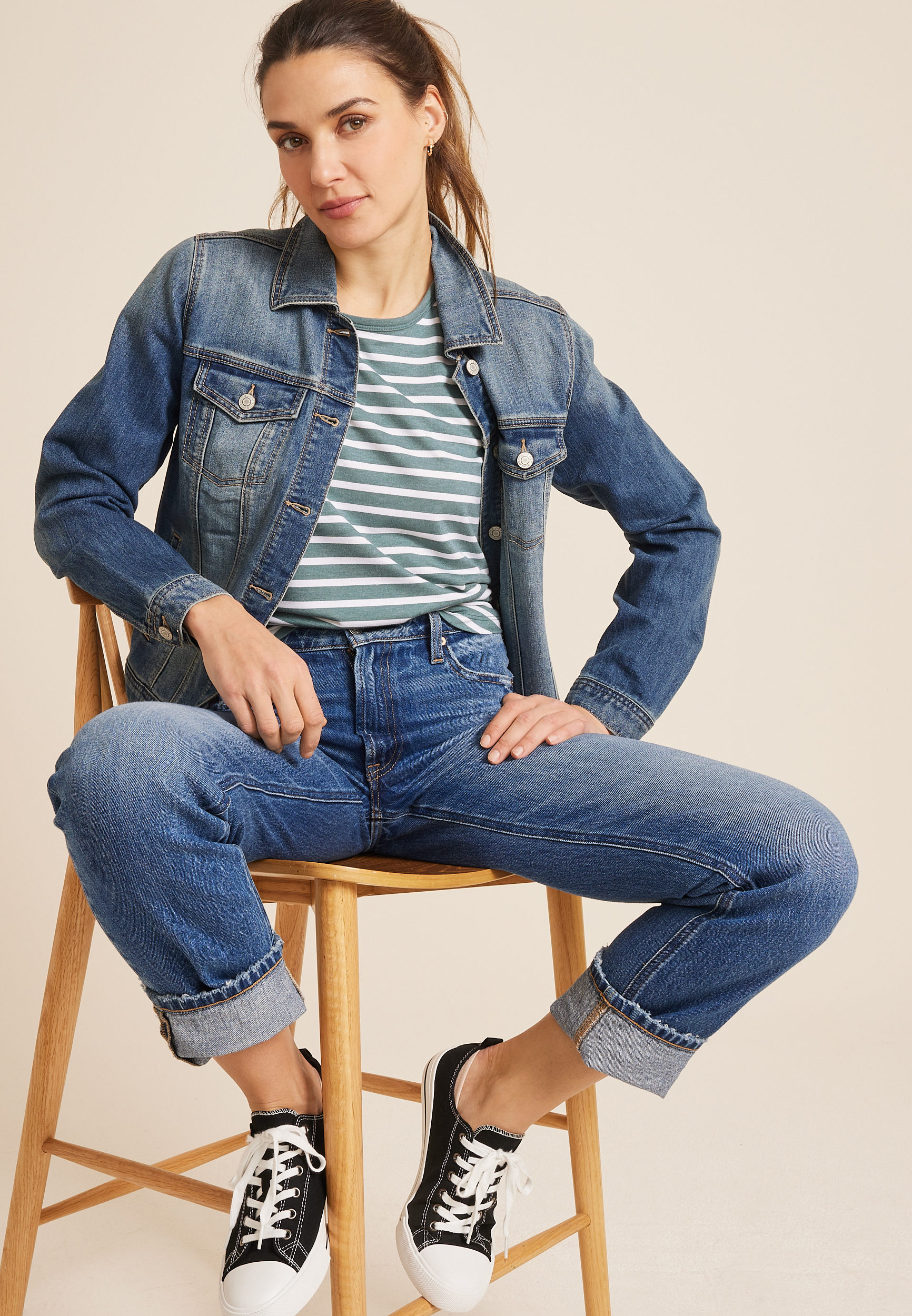 24/7 Clara Striped Short Sleeve Tee, C9402, large