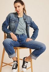 24/7 Clara Striped Short Sleeve Tee, C9402, small