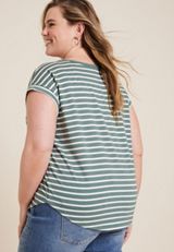 Plus Size 24/7 Clara Striped Short Sleeve Tee, C9402, small