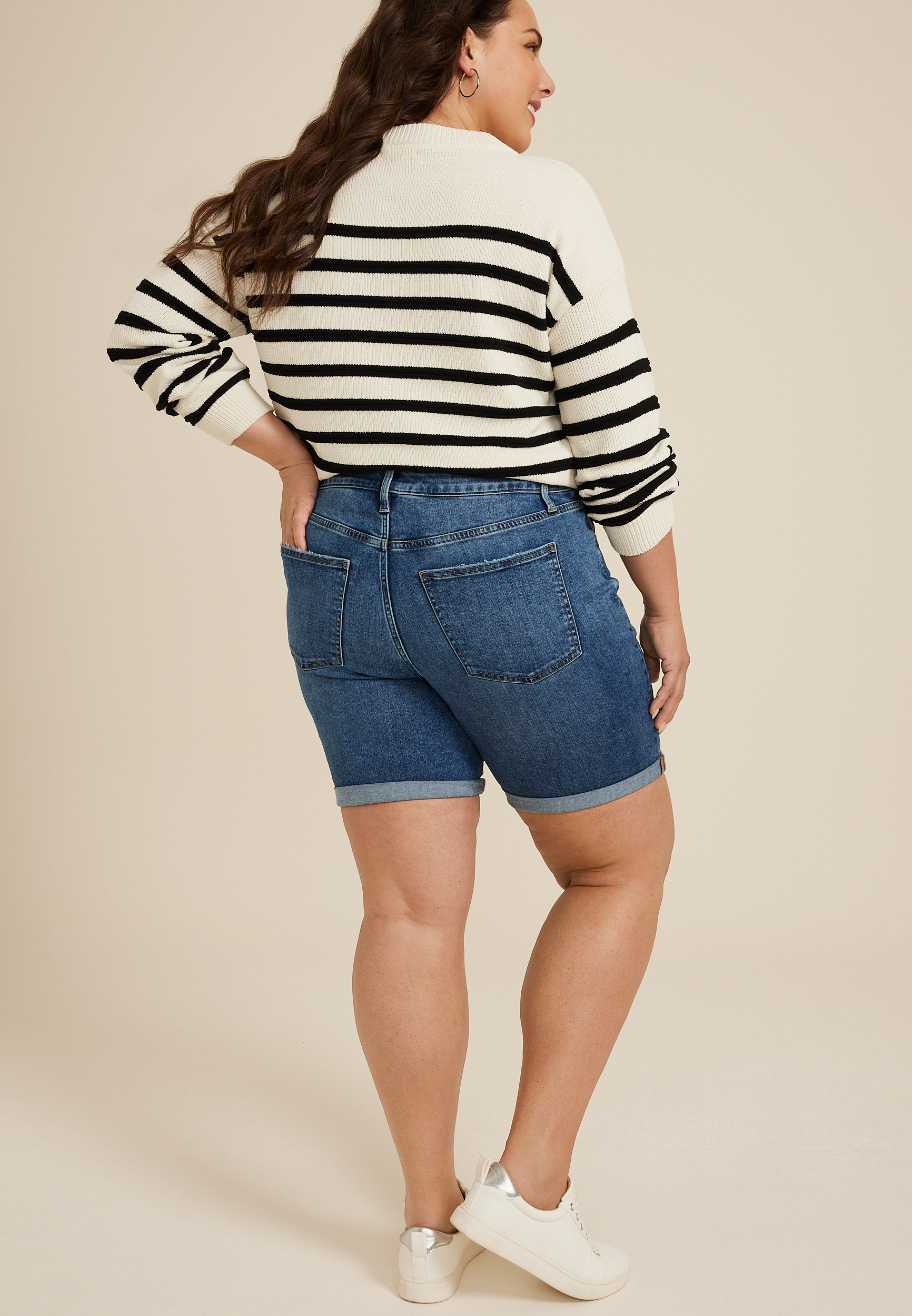 Plus Size m jeans by maurices&trade; Classic Mid Rise 8in Bermuda Short, , large